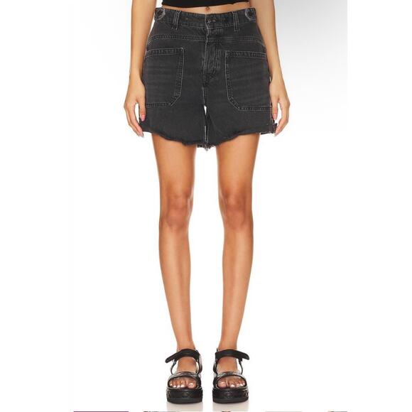 Free People Pants - Free People We The Free Palmer Black Denim High Waist Cut Off Shorts Size 31